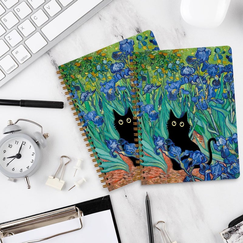 CQM 2 Packs Cat Spiral Notebook Aesthetic College Ruled Journaling Notebooks Cat Themed Gifts for Women Mom Teacher Hardcover Notebook Journals for Writing Classroom Office Supplies - Image 4